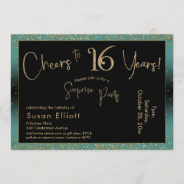 Invitación Salud a 16 años Sorpresa cumpleaños Verde azulado