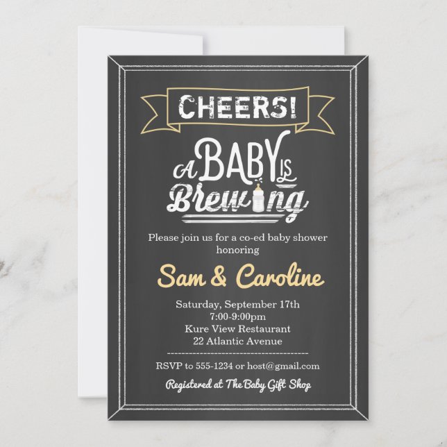 Invitación Salud bebé se prepara Chalkboard Baby Shower (Anverso)