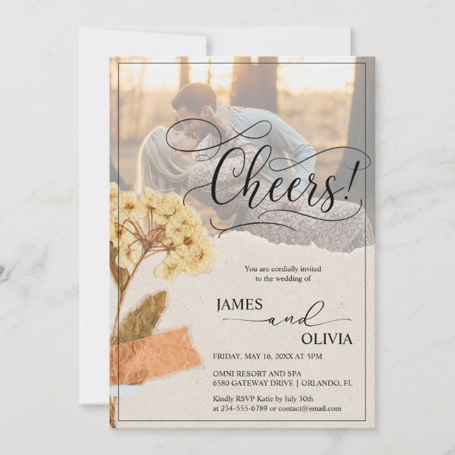 Invitación Salud! Boda ruso de fotografía personalizada (Anverso)