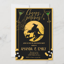 Invitación Salud, Chicas de brujas Fiesta nocturno Halloween