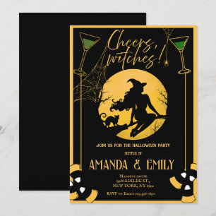 Invitación Salud, Chicas de brujas Fiesta nocturno Halloween