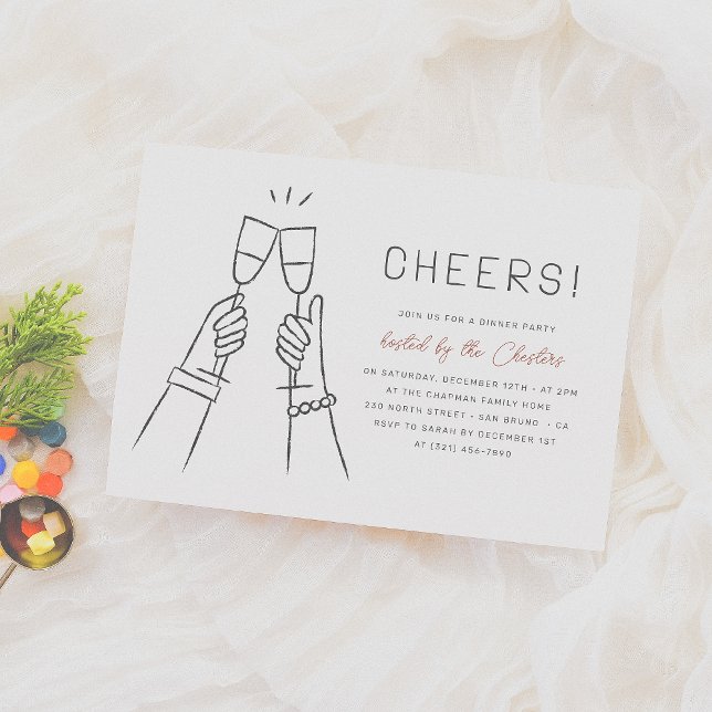 Invitación Salud! Moderna y caprichosa Fiesta de cena (Subido por el creador)