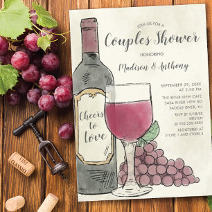 Invitación Salud para amar la ducha de las parejas de vinos