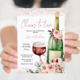 Invitación Salud para amar la ducha de novia rosa Rubor