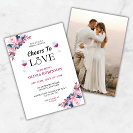 Invitación Salud para amar la foto floral Wine Bridal Shower