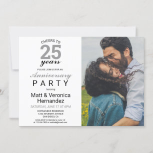 Invitación Salud por 25 Años Aniversario 25 Plata Gris