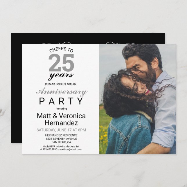 Invitación Salud por 25 Años Plata 25 Aniversario (Anverso / Reverso)