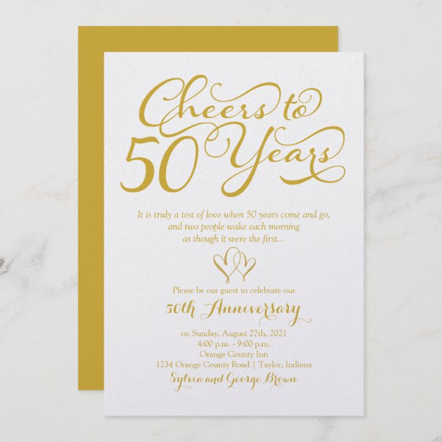 Invitación Salud por 50 años Bodas de Oro (Anverso / Reverso)