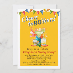 Invitación Salud por 90 Años Cumpleaños Moderno 90 Fiesta