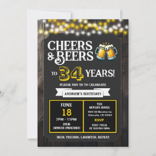 Invitación Salud y Cervezas por 34 Años de Cumpleaños con Par