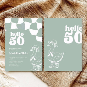 Invitación Saludo a Sage Green Goose 50 cumpleaños