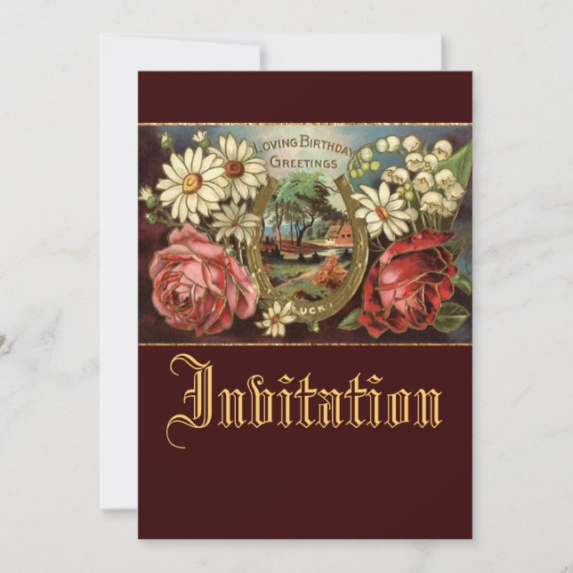 Invitación Saludo de cumpleaños con Rosas (Anverso)