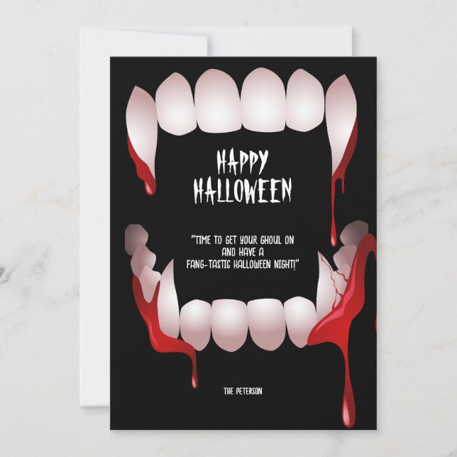 Invitación Saludo de Halloween de Drácula Fangs (Anverso)