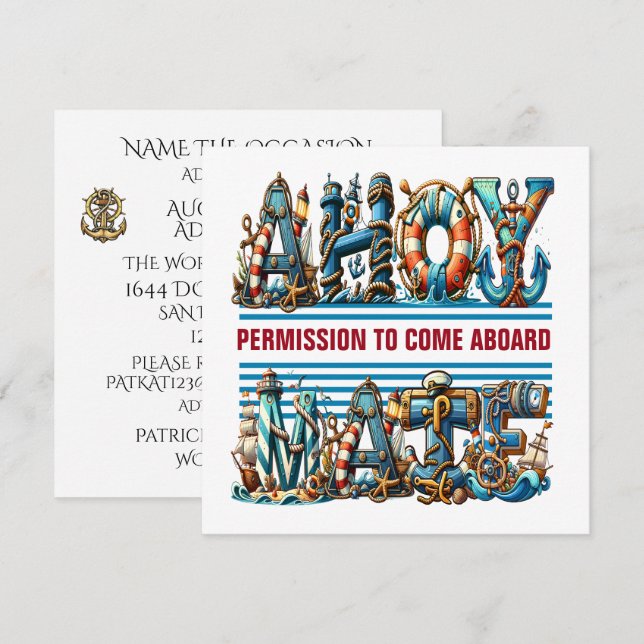 INVITACIÓN SALUDO DE MARINERO PERMISO PARA ABORDAR (Anverso / Reverso)