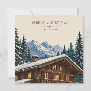 Invitación Saludo de Navidad Chalet de Invierno Alpino Nevado