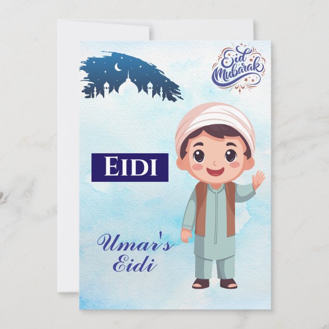 Invitación Saludo Personalizado De Eid Mubarak/Eid Para Niños (Anverso)