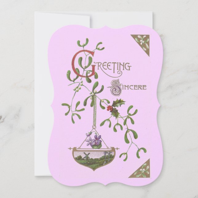 Invitación "Saludo sincero" Vintage en blanco (Anverso)