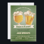 Invitación Saludos 21 años Beer 21st Twenty One Man Birthday<br><div class="desc">Invitación con el tema de la cerveza "Saludos a 21 años". El texto se puede personalizar completamente para otras ocasiones. Encontrará artículos coincidentes en mi tienda: https://www.zazzle.com/store/violinevents</div>