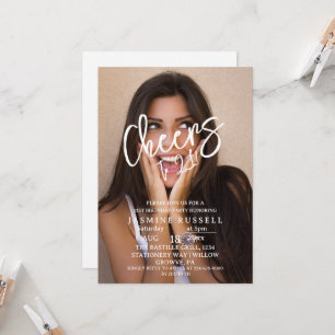 Invitación Saludos 21° cumpleaños moderno de la foto para ell