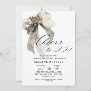 Invitación Saludos 25º cumpleaños: negro y blanco