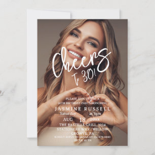 Invitación Saludos 30° cumpleaños moderno de fotos para ella