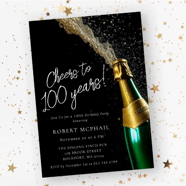 Invitación Saludos a 100 años de la botella de champán cumple (Subido por el creador)