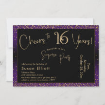 Saludos a 16 años Sorpresa cumpleaños, morado