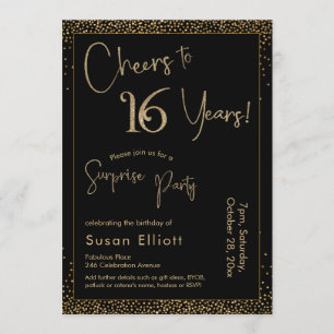 Invitación Saludos a 16 años Sorpresa fiesta de cumpleaños ne