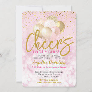 Invitación Saludos a 21 años 21 cumpleaños glamorosos