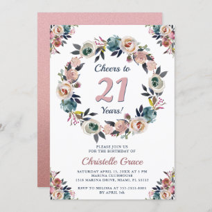 Invitación Saludos a 21 años Chica de Moda  21er cumpleaños F
