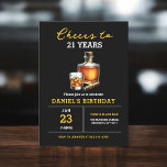 Invitación Saludos a 21 años del cumpleaños de Whiskey Cigar<br><div class="desc">¡Levante un vaso y brinde hasta cuatro décadas de excelencia con nuestra invitación a la fiesta de cumpleaños Whiskey Bourbon "Cheers to 21 Years"! Este diseño capta la sofisticación del whisky envejecido, con una tipografía elegante y detalles inspirados en el bourbon. Acompáñenos a una noche de buenos espíritus, deliciosas mordeduras...</div>