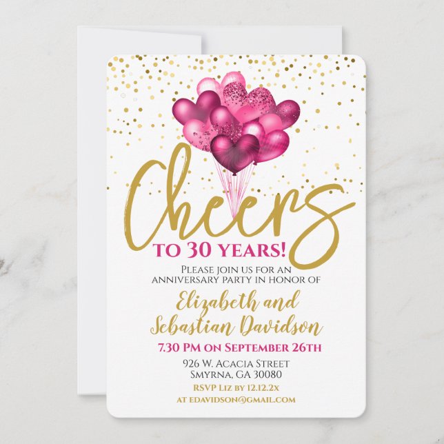 Invitación Saludos a 30 años 30 años (Anverso)