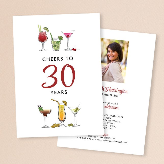 Invitación Saludos A 30 Años Bebidas Cócteles Cumpleaños (Subido por el creador)