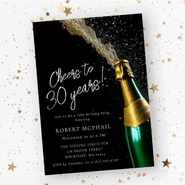 Invitación Saludos a 30 años cumpleaños de botella de champán (Subido por el creador)