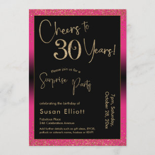 Invitación Saludos a 30 años de la sorpresiva fiesta de cumpl