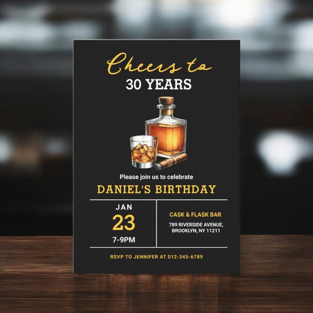 Invitación Saludos a 30 años del cumpleaños de Whiskey Cigar  (Subido por el creador)
