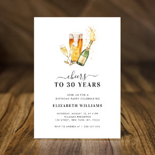 Invitación Saludos a 30 años del tema de la cerveza Fiesta 30