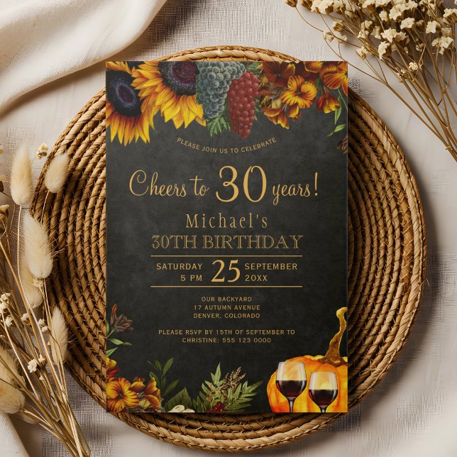 Invitación Saludos a 30 años fiesta de 30 años en otoño (Subido por el creador)