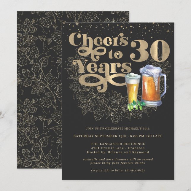 Invitación Saludos a 30 años | Fiesta de cumpleaños histórica (Anverso / Reverso)