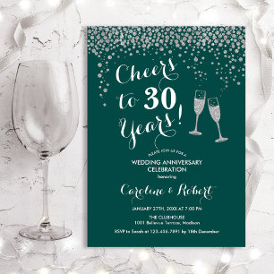 Invitación Saludos a 30 años - Inv verde esmeralda