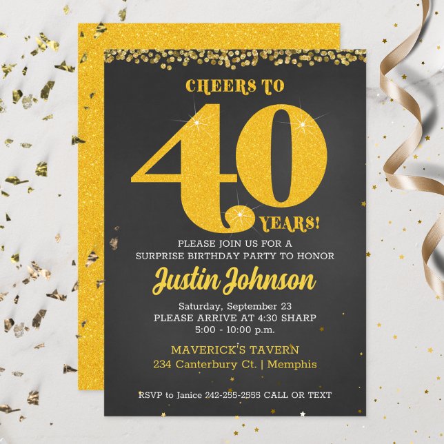 Invitación Saludos a 40 años 40º cumpleaños (Cheers to 40 Years Forty Years Old Birthday Invitation )