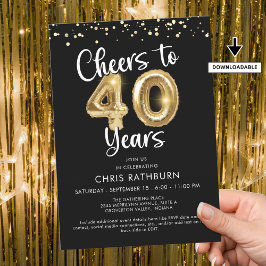 Invitación Saludos a 40 años de Confetti globo