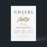 Invitación Saludos a 40 años de elegantes y elegantes cumplea<br><div class="desc">La moderna y elegante invitación a los 40 años de cumpleaños incluye un guión y una tipografía elegantes con los detalles de su fiesta en oro sofisticado,  blanco y negro,  simple y elegante,  perfecto para un fiesta de 40 años o cualquier otra edad.</div>