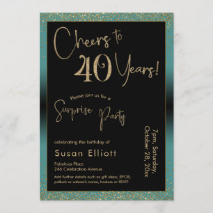 Invitación Saludos a 40 años sorpresiva fiesta de cumpleaños,