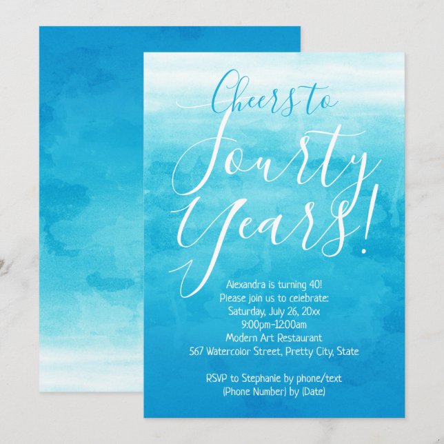 Invitación Saludos a 40 Fiesta del 40 Aniversario del Ombre A (Anverso / Reverso)