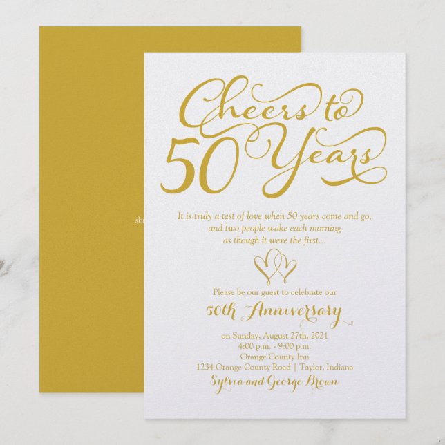 Invitación Saludos a 50 años 50 aniversario Boda (Anverso / Reverso)