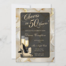 Saludos a 50 años Champagne y cumpleaños negro