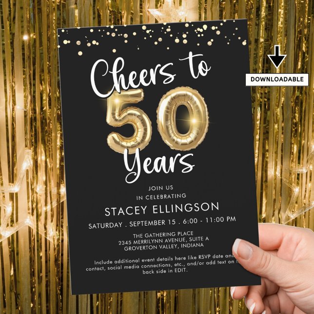 Invitación Saludos a 50 años de Confetti globo (Subido por el creador)