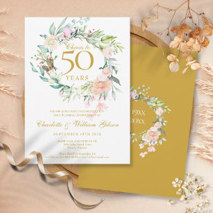 Invitación Saludos a 50 años de floral