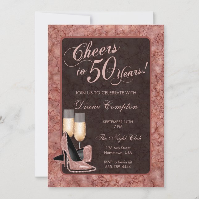 Invitación Saludos a 50 años de Rosa (Anverso)